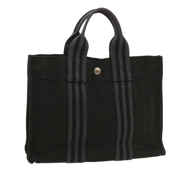 AUTHENTICITY GUARANTEED HERMES Fourre Tout PM Hand Bag Canvas Black - Picture 1 of 16